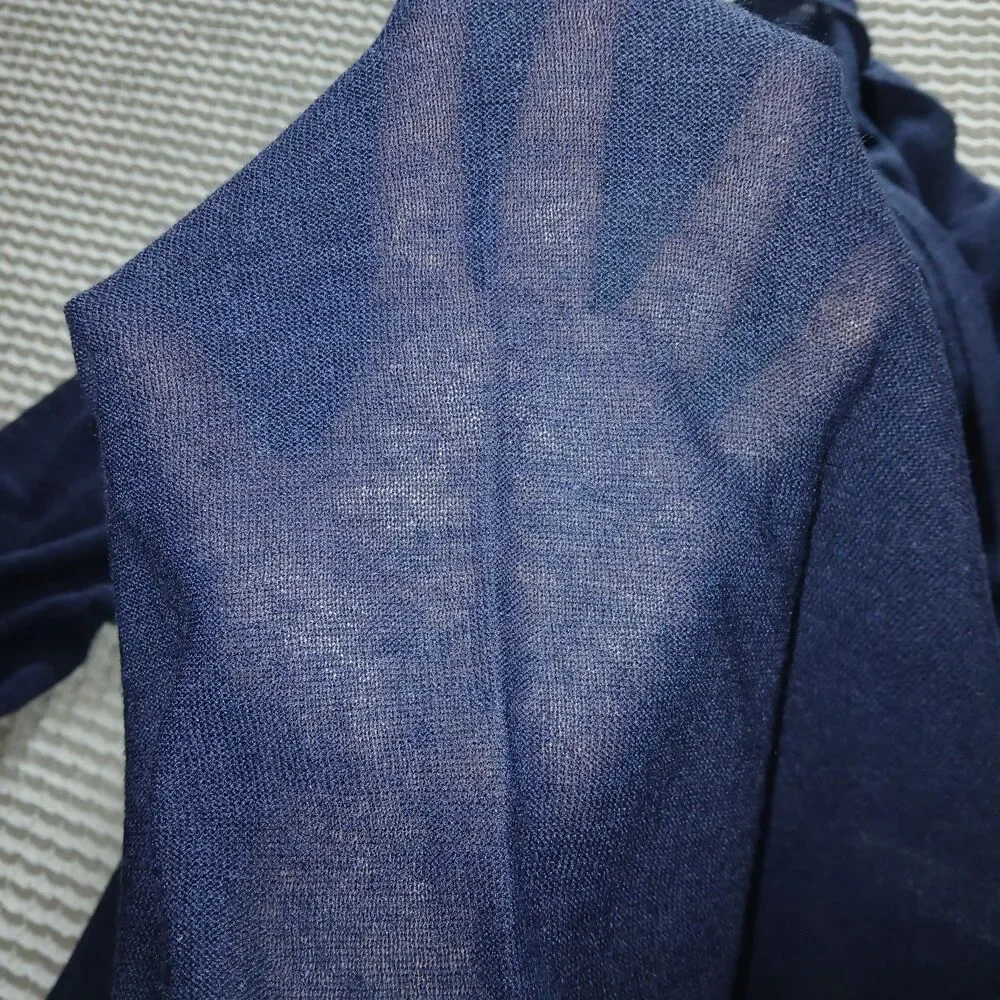 Chicos Womens 1 M Lightweight Minimalist navy blue Open Ft Cardigan 3/4 Sleeve